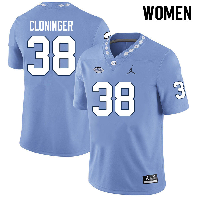 Women #38 Aiden Cloninger North Carolina Tar Heels College Football Jerseys Sale-Carolina Blue